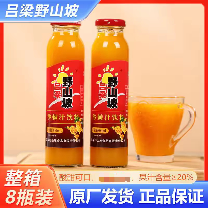 厂家直发】吕梁野山坡沙棘汁山西特产饮料300ml玻璃瓶装沙棘汁