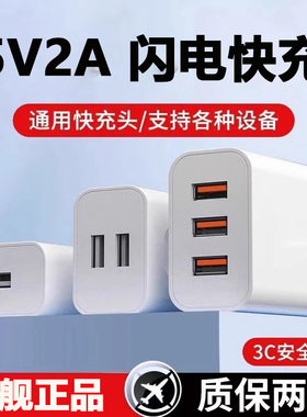 吉格顿充电头5V2A单口双口USB多功能快充适用华为荣耀小米oppo苹果手机充电器充电宝风扇台灯门锁手表10W快充