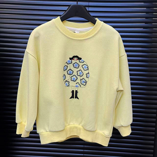 DC2025新款儿童装男女童秋冬黄色印花卫衣3691