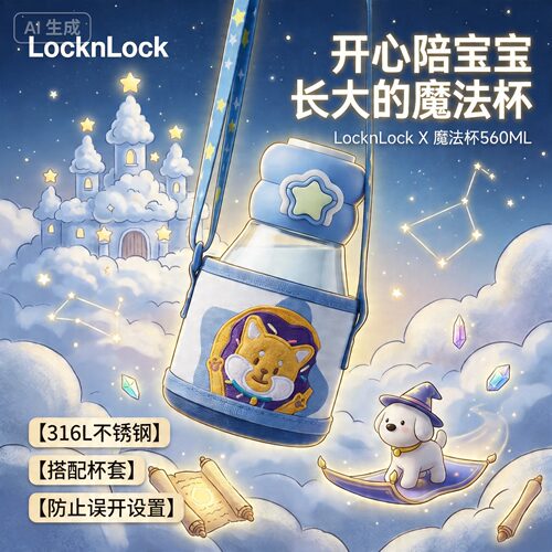 乐扣儿童316不锈钢吸管保温杯