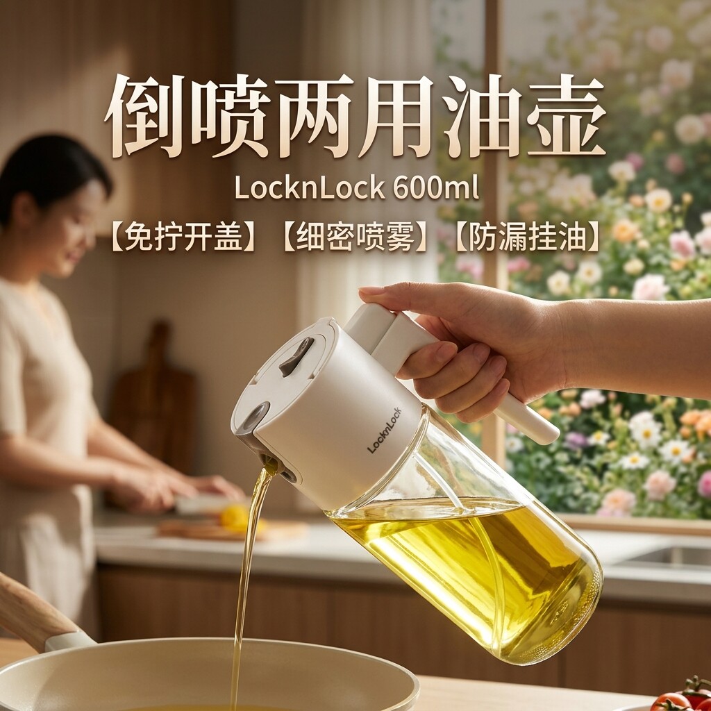 乐扣乐扣喷油壶喷倒一体两用雾化厨房家用玻璃防漏酱油醋瓶调料罐