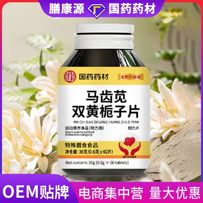 国药药材马齿苋双黄栀子片草本萃取黄芪当归马齿笕片0.6g*60片/瓶
