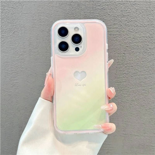 渐变缕空爱心适用IPhone17手机壳