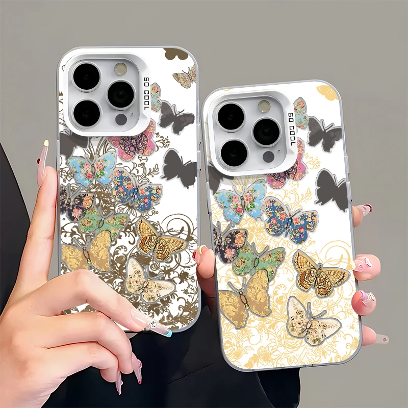 ins风复古彩色蝴蝶适用iPhone16/15promax防摔苹果14/13/12/11软壳K80/70创意pura70个性华为mate70保护套软,3C数码配件,手机保护套/壳,淘宝优惠券,粉丝福利购,淘宝优惠卷
