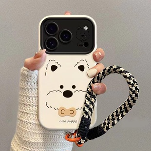 X9情侣vivox300软 14小米17小众红米K90promax可爱findX8 适用IPhone17 16promax线条西高地挂绳手机壳苹果15