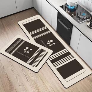 厨房皮革防水防油地垫两件套可裁剪防滑地垫家用长条免洗可擦脚垫