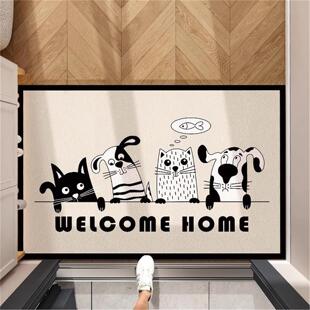 卡通可爱免洗可擦可裁剪皮革地垫入户门地垫玄关门口耐脏耐磨脚垫