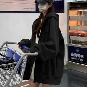 JE重磅黑色开衫卫衣男秋冬加绒美式情侣外套cleanfit硬挺连帽衫