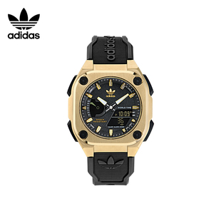 adidas Originals阿迪达斯三叶草手表不锈钢表壳树脂表带男女腕表