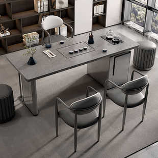 轻奢岩板茶桌椅组合现代简约办公室茶台家用阳台泡茶桌美容院展厅