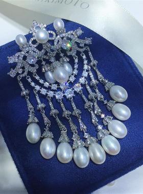 日系高级感复古宫廷风胸针tain然淡水珍珠多珠个性创意饰品胸花