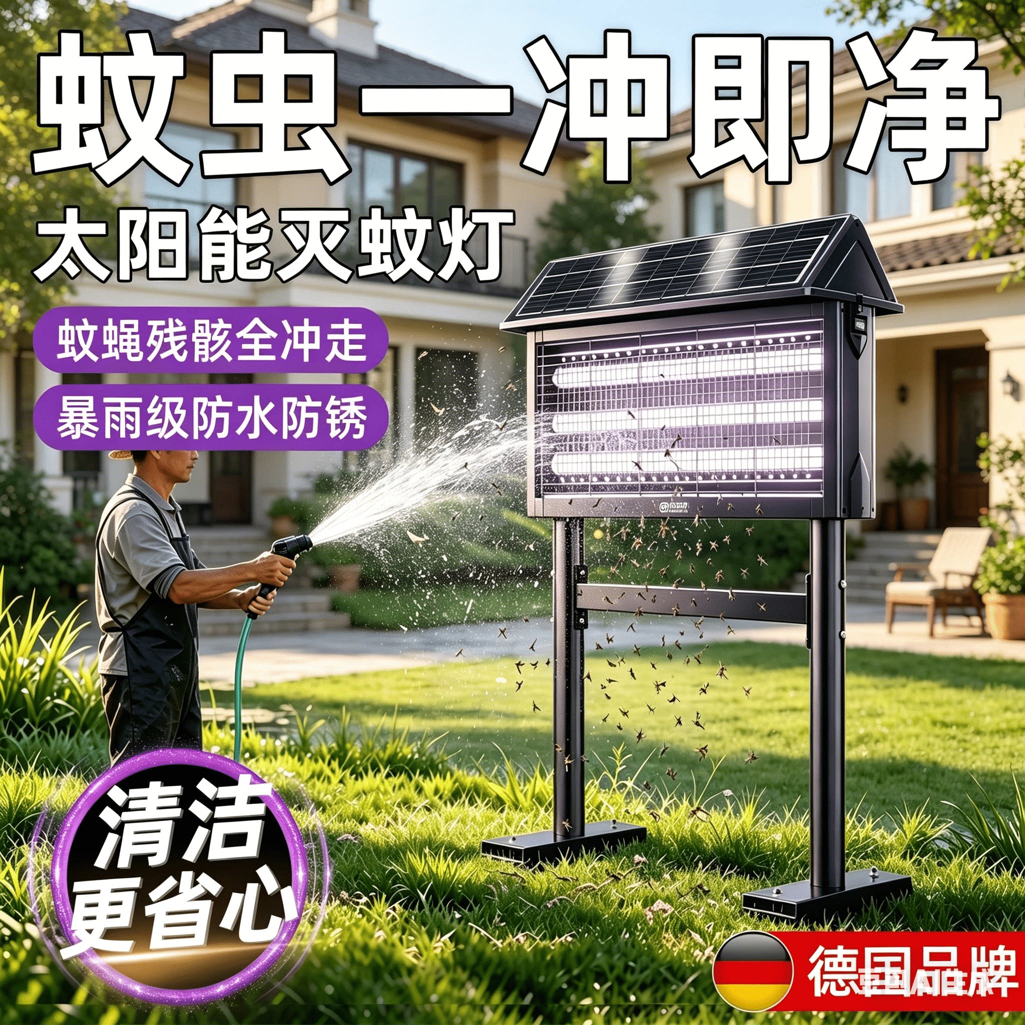 户外太阳能灭蚊灯别墅院子防水强力灭蚊杀蚊诱虫灯庭院花园捕蚊机