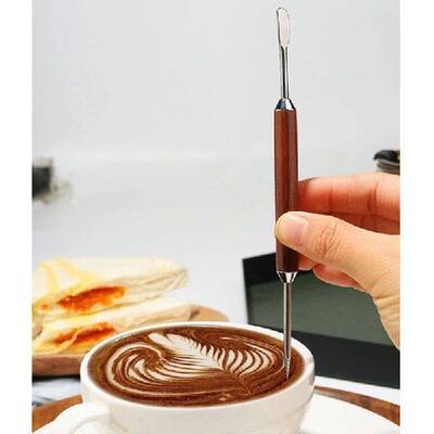 Coffee Art Pen Coffee Fancy Art Needle Wood Handle