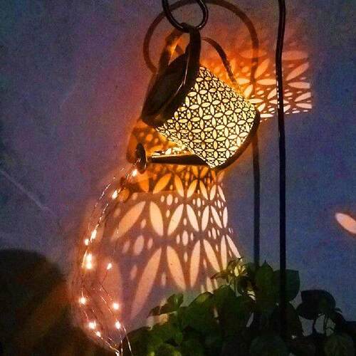 Solar Watering Can Light Retro Metal Kettle Solar Light