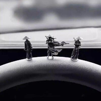 6Pcs/set Mini Chinese Swordsman Figure Cartoon Ancient Car