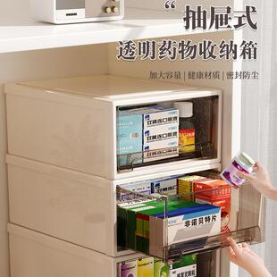 透明药箱药物收纳盒抽屉式家用医药箱大容量药品收纳柜多层家庭装