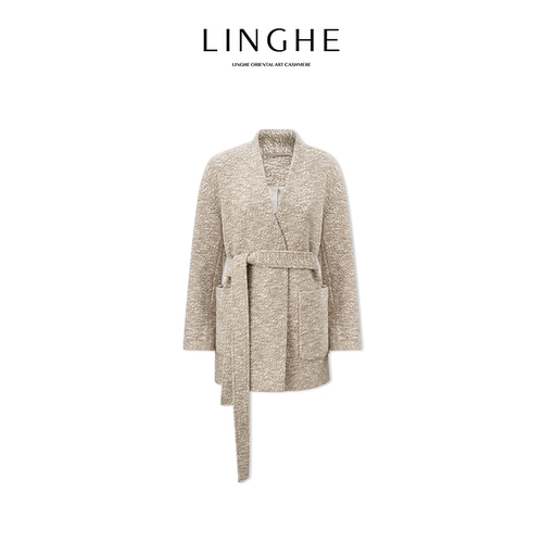 翎禾LINGHE-「岁月唱片」慵懒秋冬V领羊毛针织外套