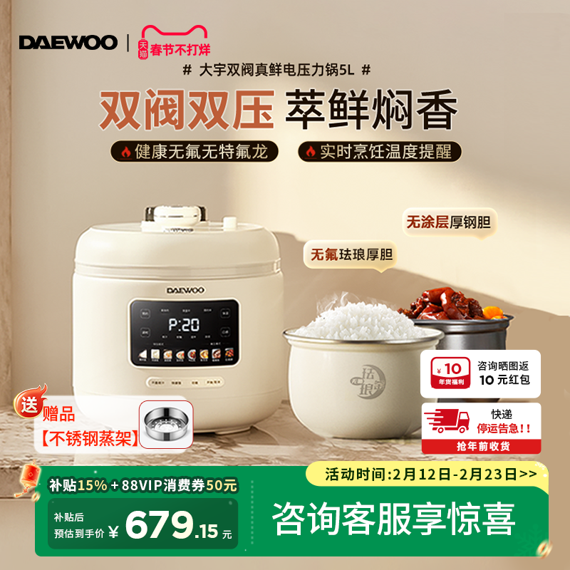 大宇2025新款电压力锅厨房电器双胆大容量电饭煲电高压锅烹饪机