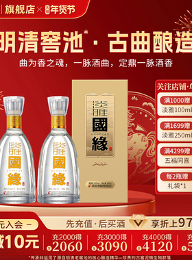 国缘淡雅浓香型高档白酒水今世缘纯粮食酿酒礼盒装42度500ml*2瓶