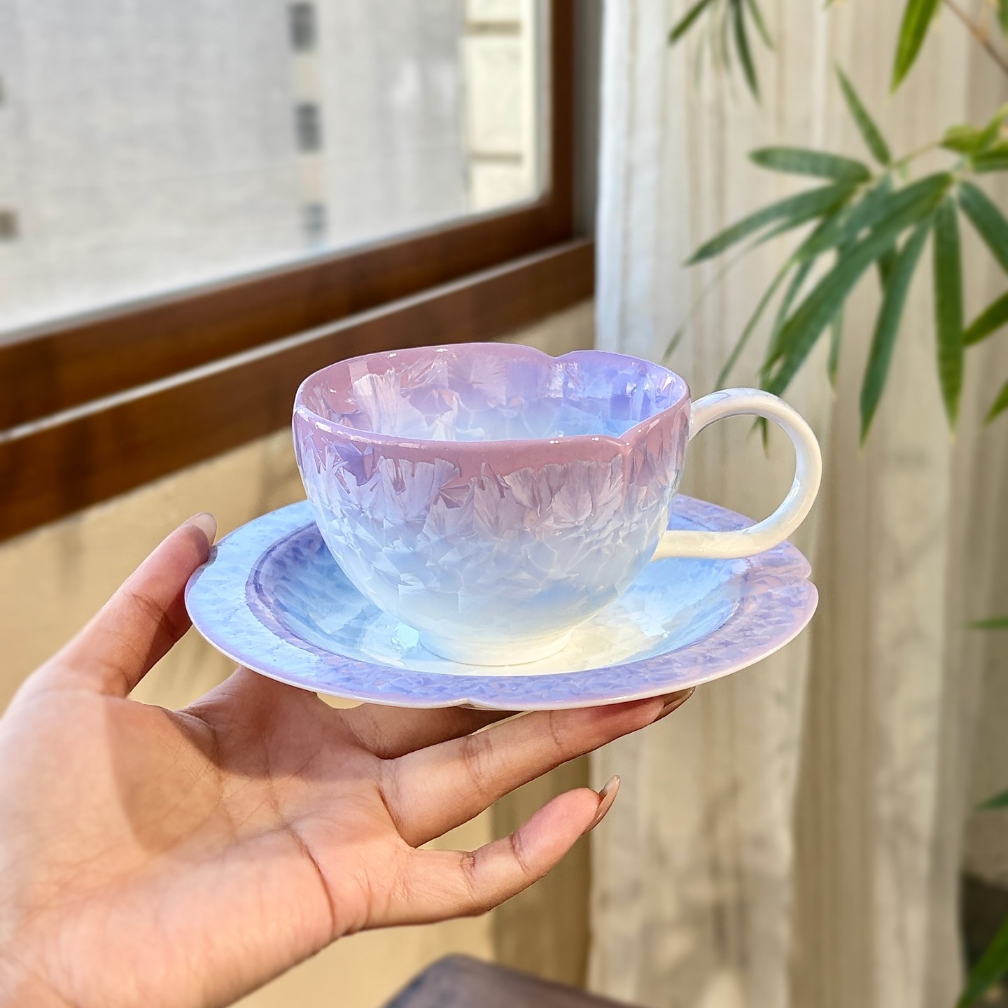 窑变结晶釉渐变紫咖啡杯套组家用下午茶马克杯陶瓷水杯早餐杯送礼