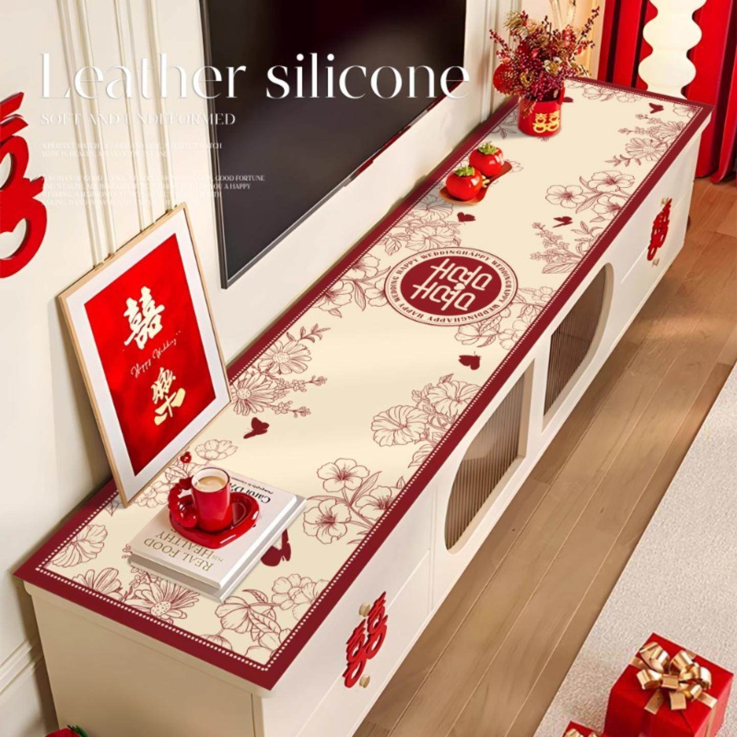 电视机垫结婚喜字长条装饰餐边柜垫新中式喜庆红色氛围感鞋柜盖布,居家布艺,餐垫,淘宝优惠券,粉丝福利购,淘宝优惠卷