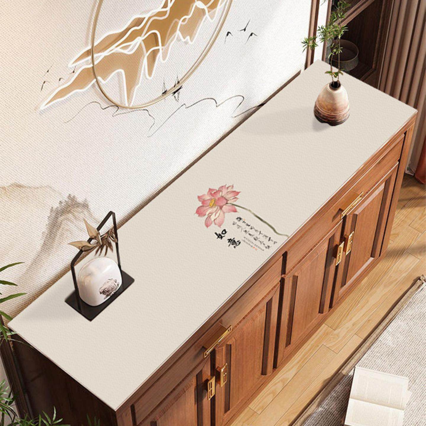 新中式餐边柜垫玄关鞋柜桌布耐脏免洗防水电视柜飘窗台面保护垫子,居家布艺,飘窗垫,淘宝优惠券,粉丝福利购,淘宝优惠卷