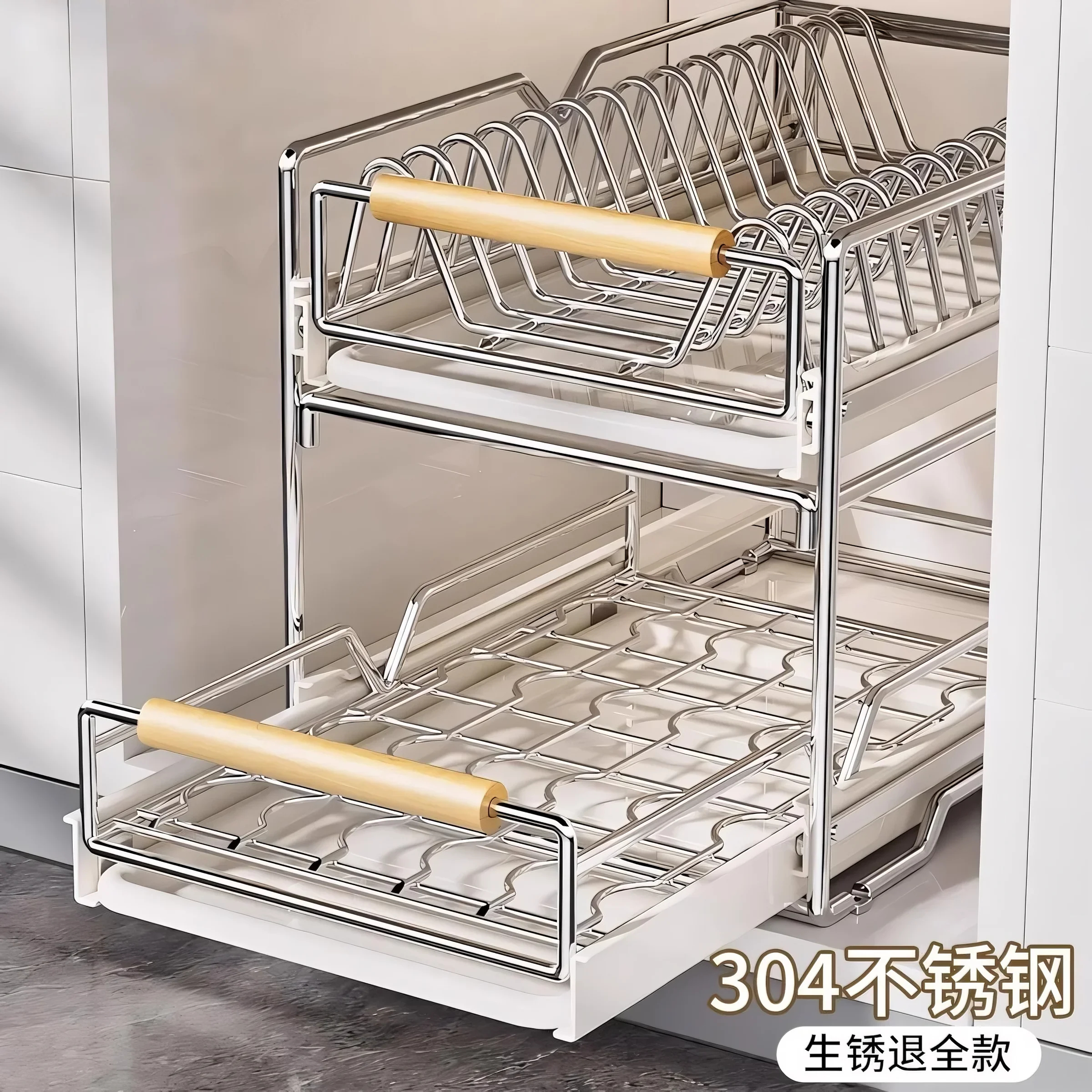 日本抽拉碗碟收纳架不锈钢沥水架厨房家用2025新款滤水置碗架橱柜