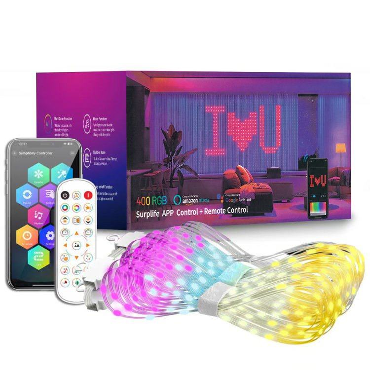 智能可编程窗帘灯RGB幻彩DIY文字自定义图案幻彩点控皮线LED灯串,家装灯饰光源,室内LED灯带,淘宝优惠券,粉丝福利购,淘宝优惠卷