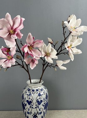 EVA玉兰花仿真花玉兰假花玄关新中式客厅摆件餐桌装饰多头大玉兰