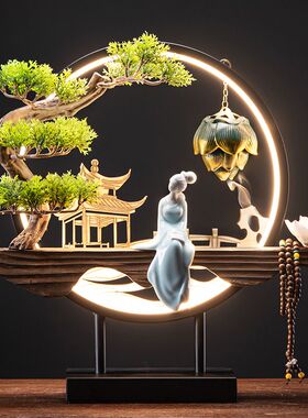 禅意摆件灯圈客厅茶桌玄关礼品