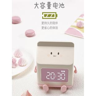牛奶盒创意电子闹钟学生迷你可爱小闹钟儿童卧室台钟牛奶电子闹钟