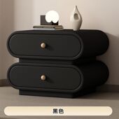 意式 极简约现代床头柜实木卧室家用小型轻奢高级感黑色床边收纳柜
