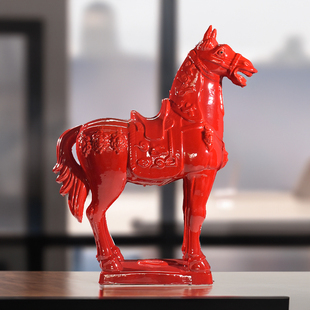 将军马 枣红色陶瓷马摆件大号马家居客厅公司大堂落地装饰品摆设