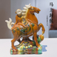 唐三彩马上封侯摆件陶瓷马摆件工艺品办公室客厅家居装 饰品送礼品