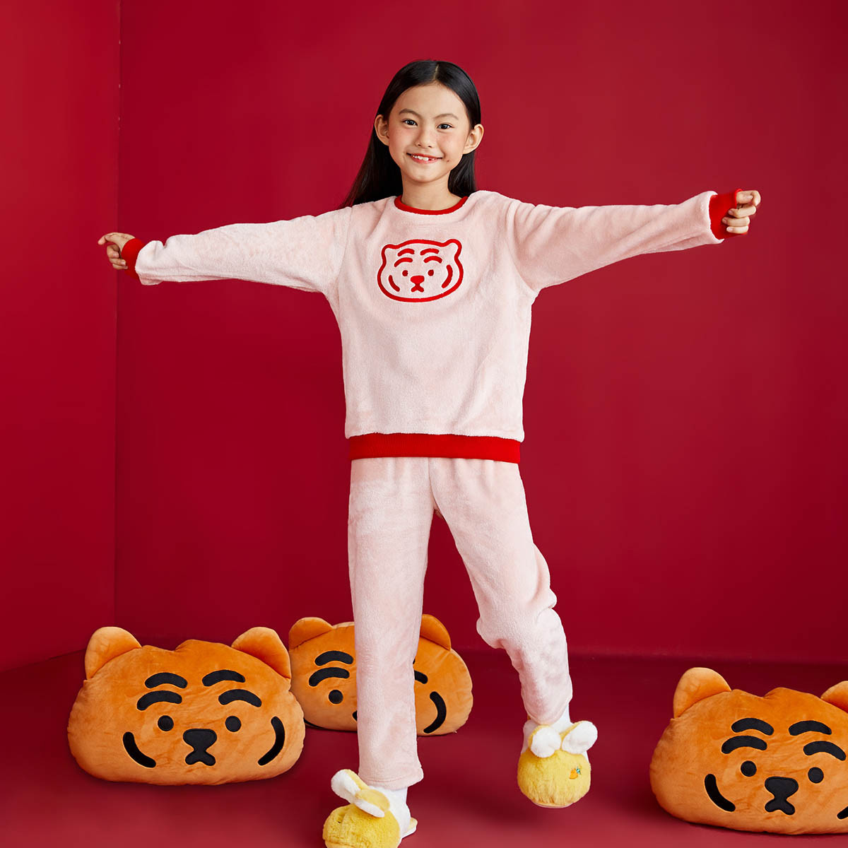 Kappa卡帕儿童装睡衣秋冬款2025新款加绒男女童珊瑚绒家居服套装