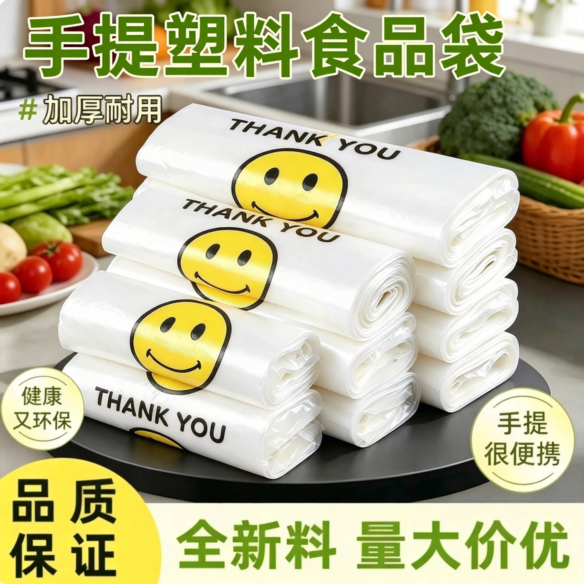 笑脸一次性方便袋塑料袋厂家外卖打包袋子塑料批发手提背心马夹袋