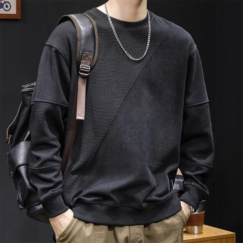 HS秋季美式潮牌休闲百搭拼接卫衣男士2025春秋款高端长袖大码上衣,男装,卫衣,淘宝优惠券,粉丝福利购,淘宝优惠卷