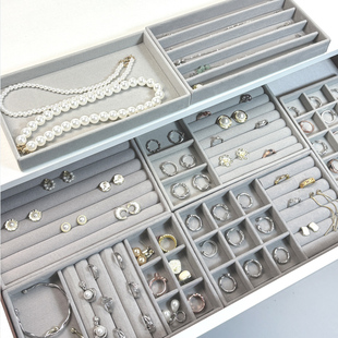 高级感首饰盒耳钉项链戒指收纳盒子珠宝盒饰品展示盒大容量可叠放