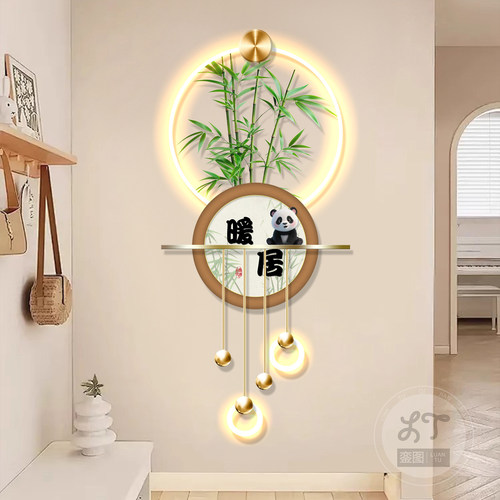 奶油风客厅玄关装饰画竹报平安