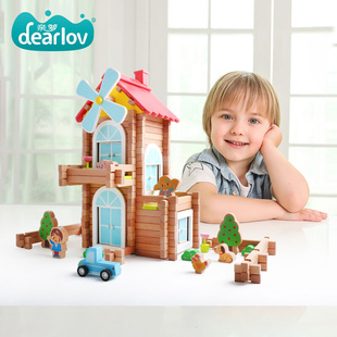 亲箩手工拼装 diy小木屋儿童积木玩具益智木制小房子别墅模型