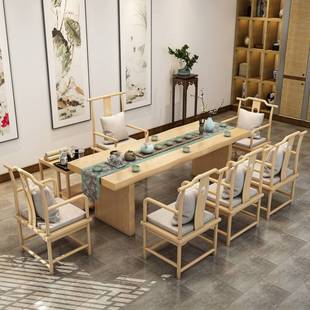 实木茶桌办室公洽谈禅意板泡茶桌家用会客功大夫茶桌椅组合