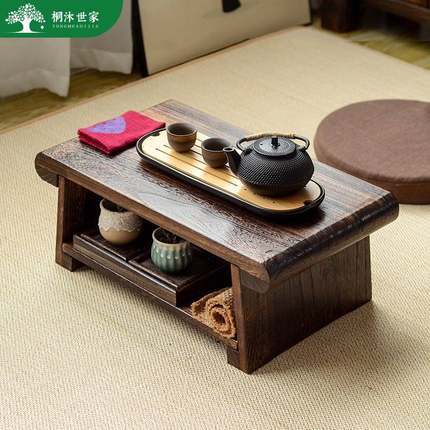 实木中式茶桌飘窗小茶家用榻榻米茶台几台可折叠插板桌阳移动矮