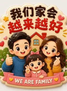 幸福一家人亚克力冰箱贴创意磁吸装饰品个性家居摆件礼物平面磁吸