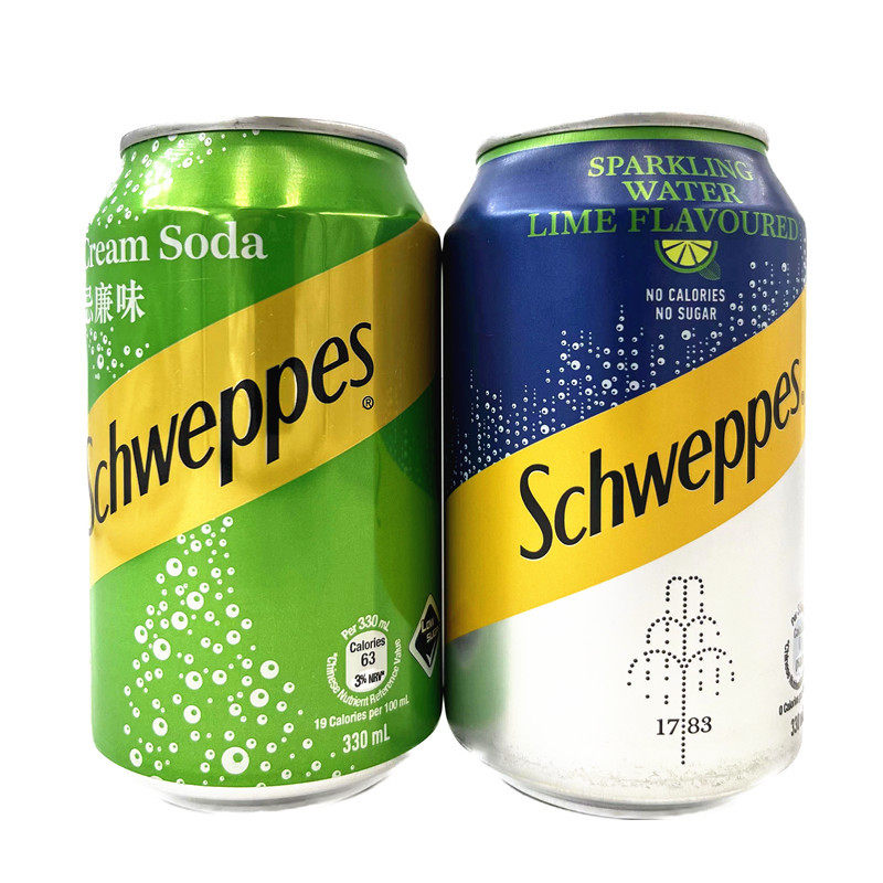 香港进口饮料SCHWEPPES玉泉绿色忌廉汽水CreamSoda汽水330g*24罐