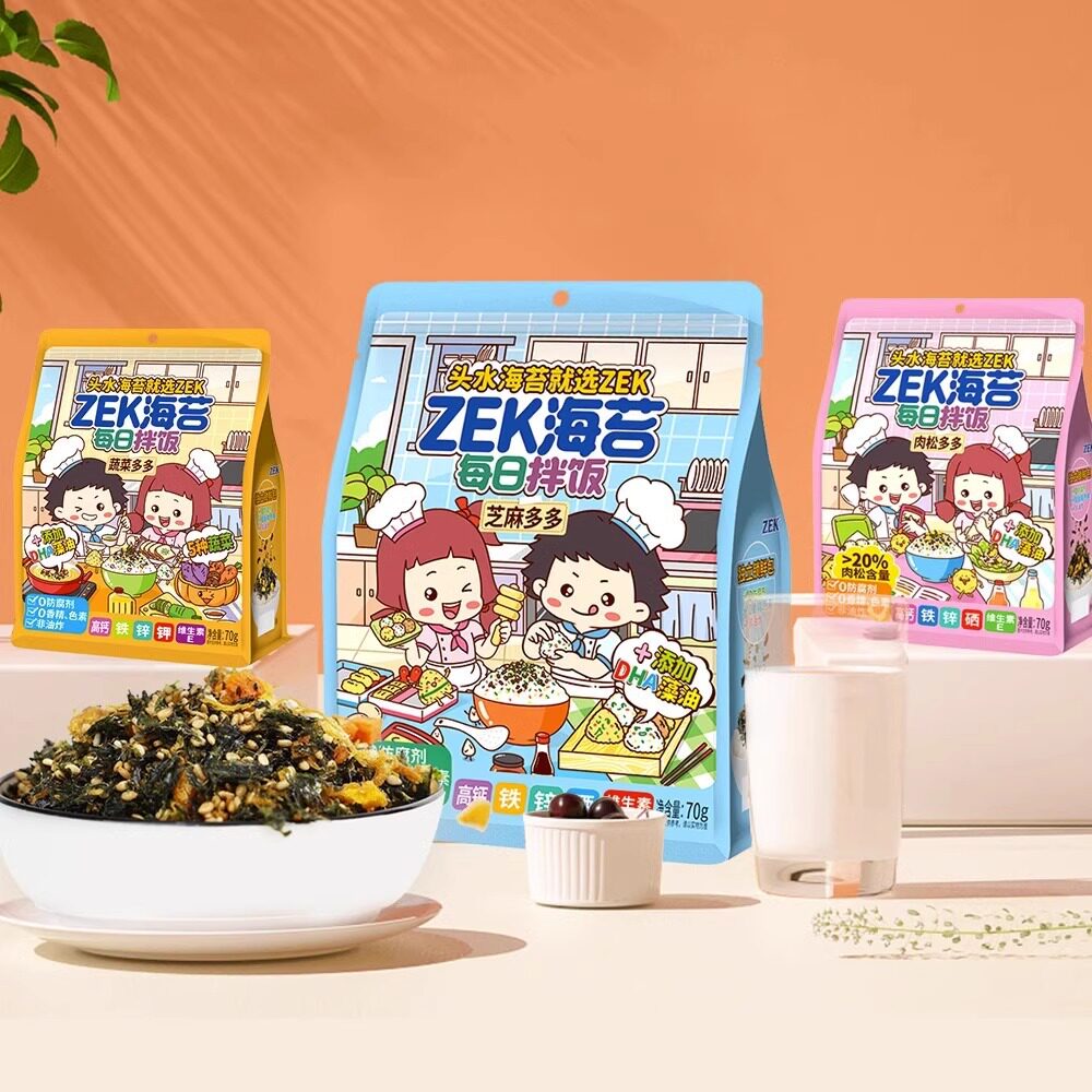 ZEK每日拌饭海苔原味70g袋装芝麻味海苔碎紫菜包饭团即食休闲零食
