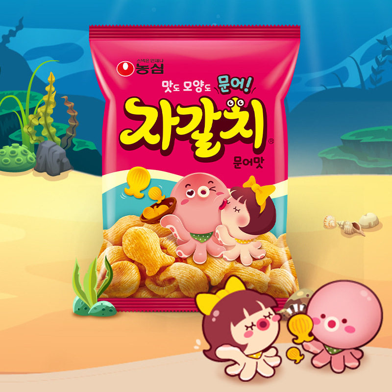 韩国进口农心章鱼味脆片90g办公室追剧休闲膨化食品怀旧零食小吃