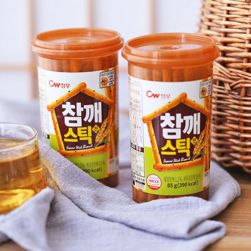 韩国进口cw青佑芝麻棒饼干香酥磨牙棒儿童手指饼干休闲食品小零食