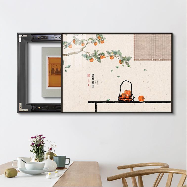 电表箱装饰画免打孔新中式古典禅意花瓶配电箱遮挡开关总电闸