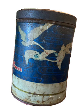 老茶叶桶1个铁罐铁皮盒8x0年09代年村农代怀旧老物件老货