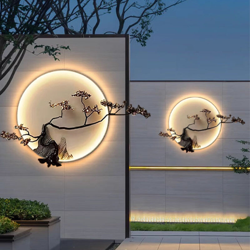 户外壁灯别墅外墙灯院子壁灯太阳能庭院玄关入户花园灯新中式壁灯